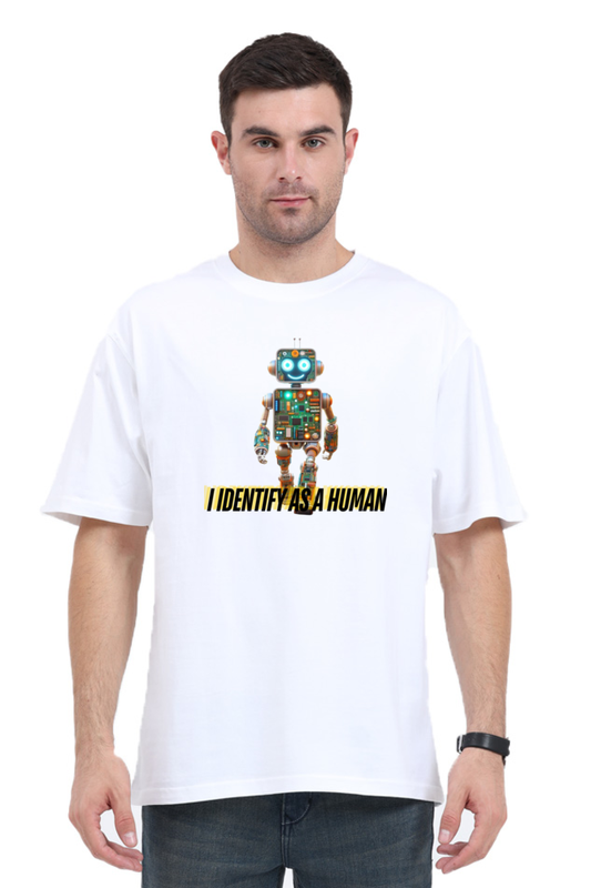 Tech Humor Unplugged: Oversized Robot Graphic Men's T-Shirt