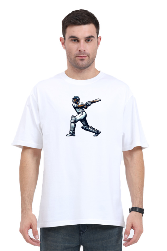 Master of the Crease: Cricket Oversized Men's T-Shirt