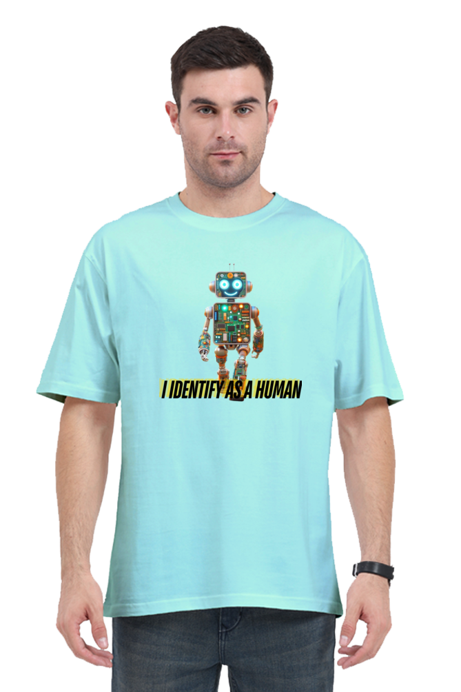 Tech Humor Unplugged: Oversized Robot Graphic Men's T-Shirt