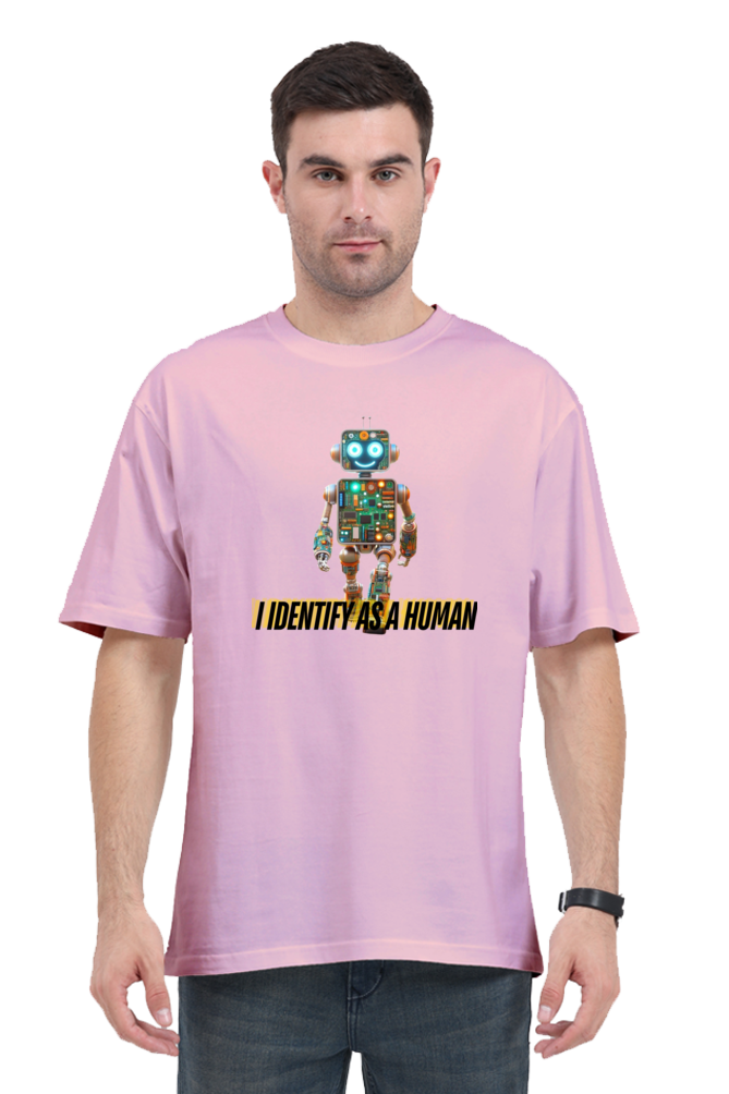 Tech Humor Unplugged: Oversized Robot Graphic Men's T-Shirt