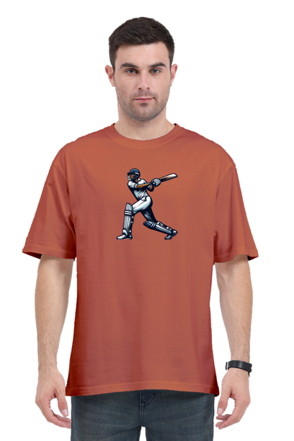 Master of the Crease: Cricket Oversized Men's T-Shirt