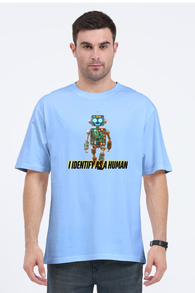 Tech Humor Unplugged: Oversized Robot Graphic Men's T-Shirt